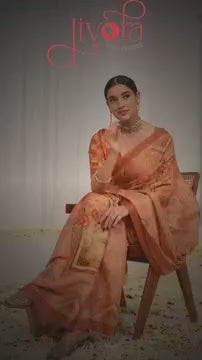 Orange Natural Silk Viscose Saree with Pure Jacquard Zari Work for Festive Wear