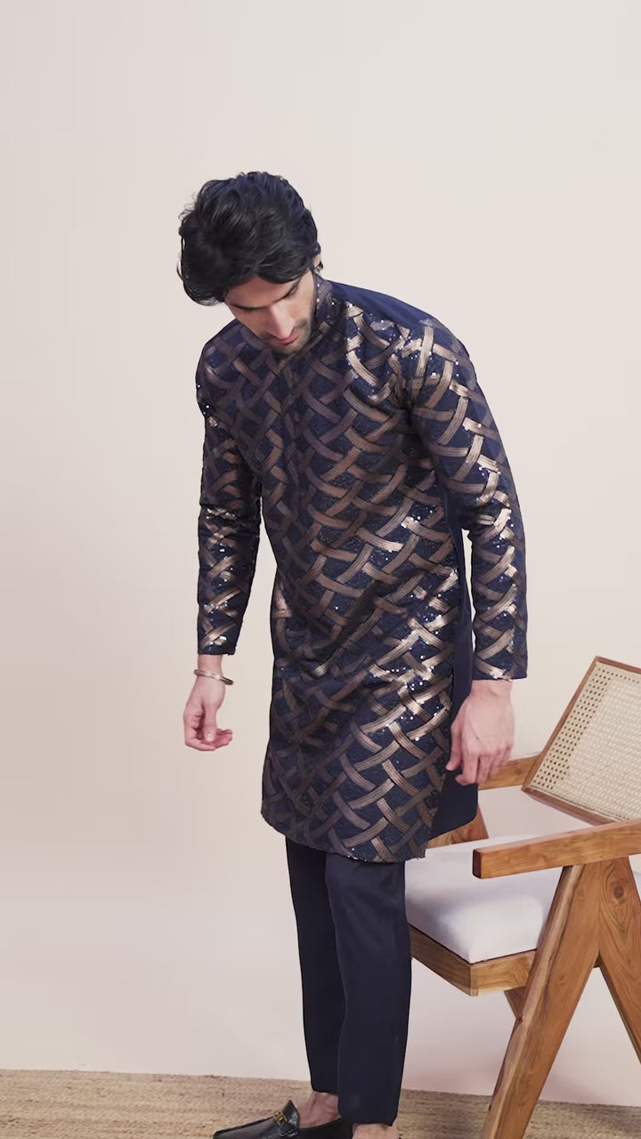 Designer Silk Kurta Fine Thread & Sequin Work | Perfect for Festive Wear