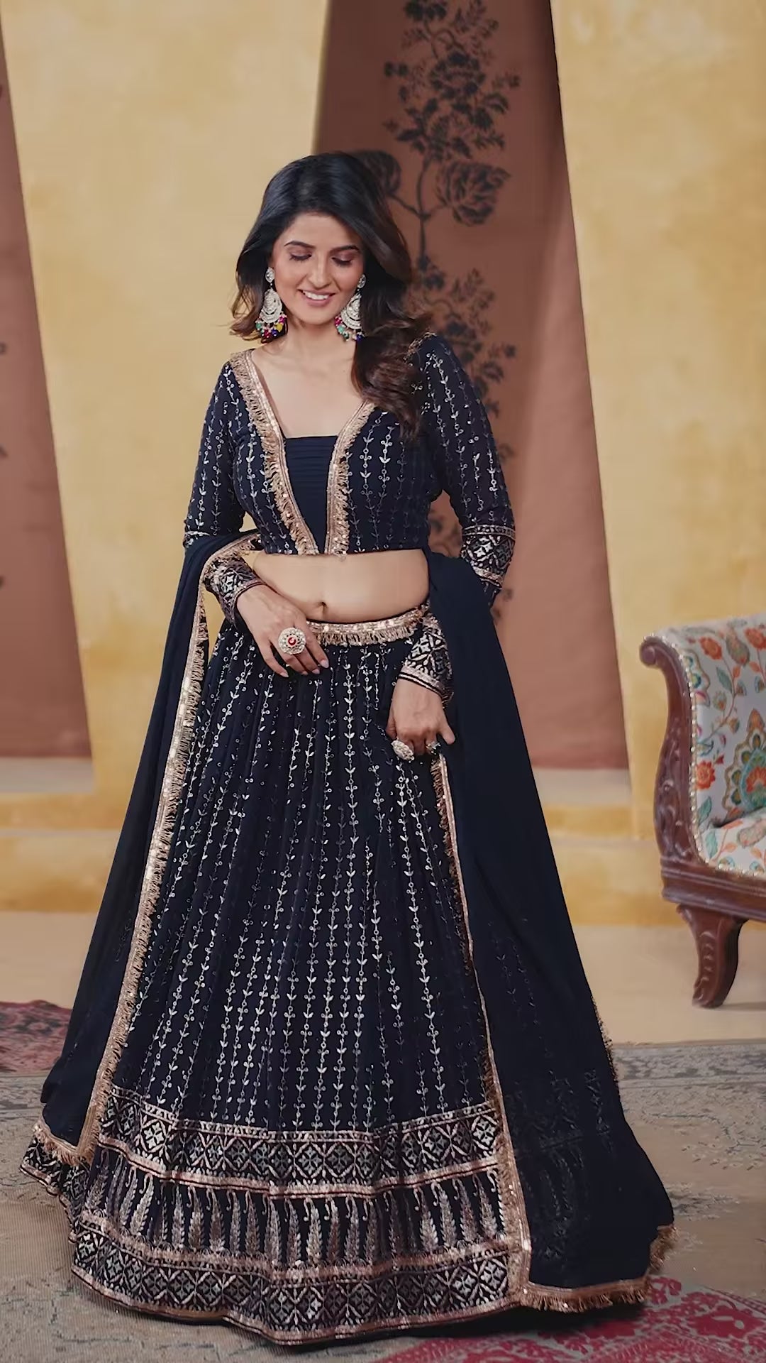 Georgette Lehenga with Foil Work | Elegant Bridal Wear for Special Events