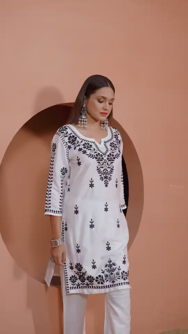 Elegant Rayon Kurti with Bottom | Chikankari Embroidery Work