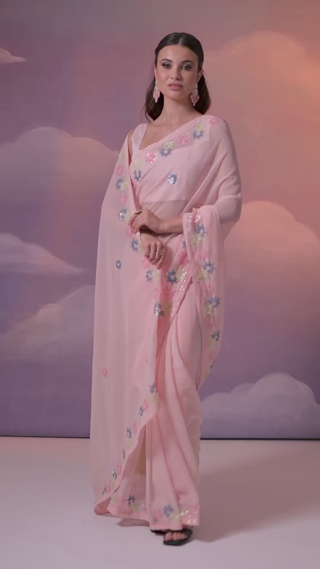 Designer Georgette Saree with Sequins & Embroidery | Wedding & Party Wear