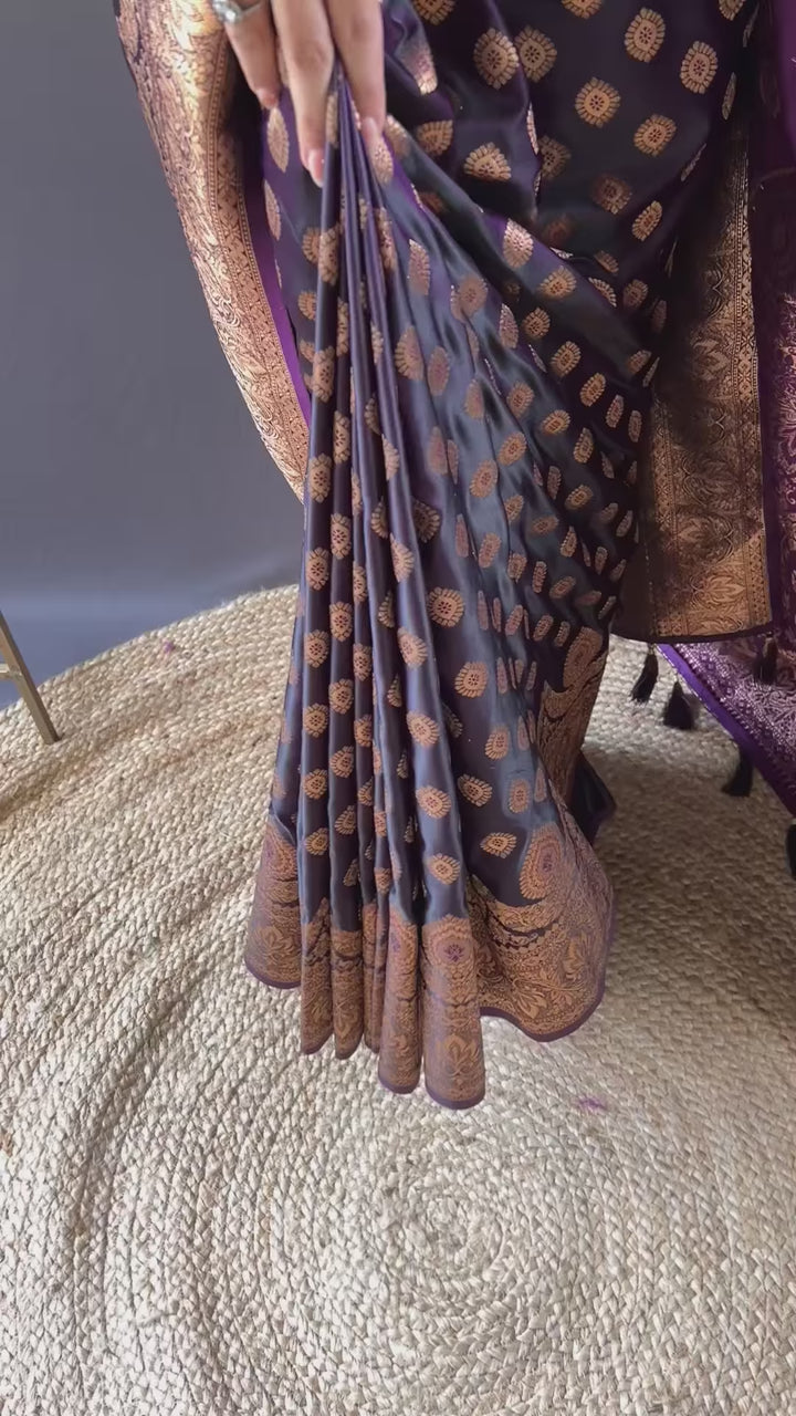 Luxurious Banarasi Satin Silk Saree | A Stylish and Sophisticated Choice