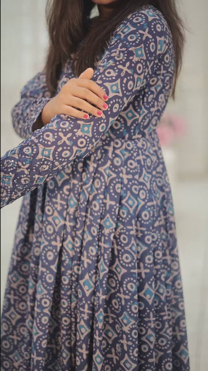Kidswear Faux Georgette Gown | Digital Print & Jari Sequin Embroidery
