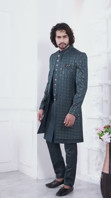 Teal Green Sherwani | Stylish Ethnic Wear for Grooms & Gents