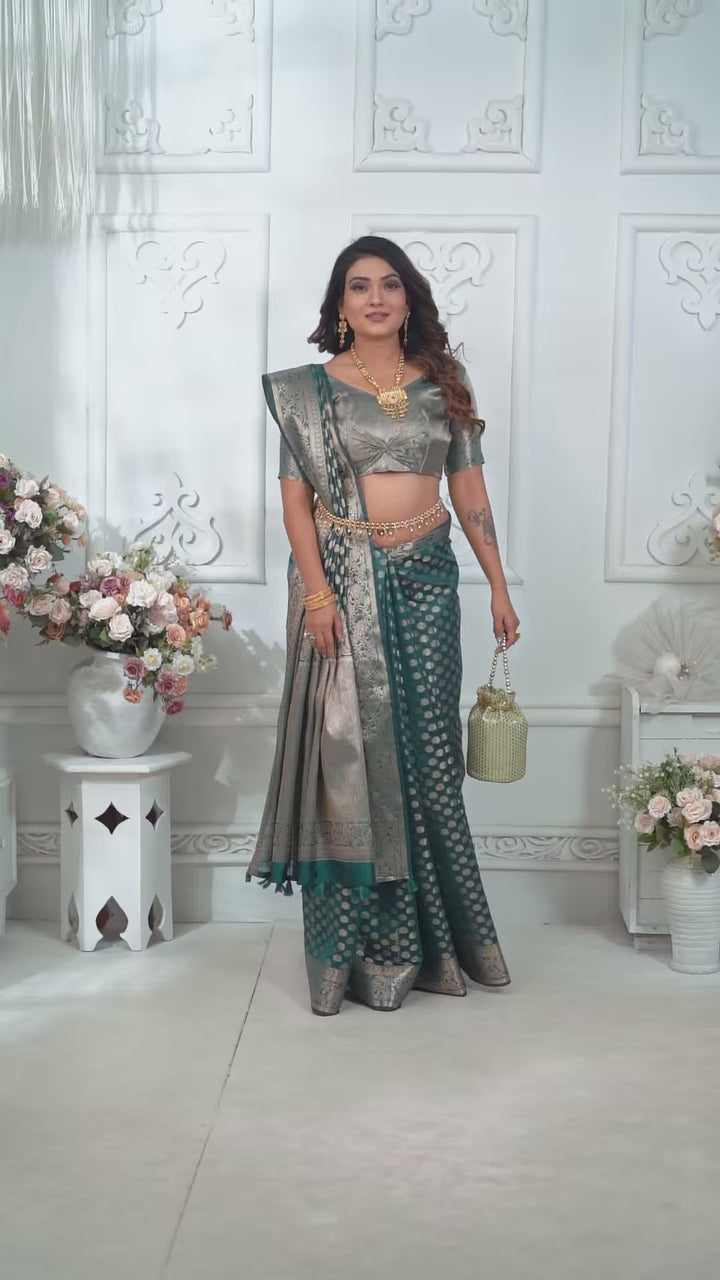 Designer Organza Saree | Gold Jari Weaving Lightweight & Festive Look