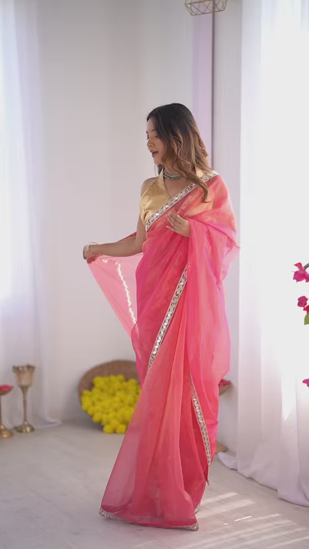 Ethereal Twill Net Saree with Designer Lace Work