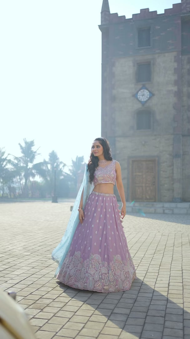 Glamorous Georgette Lehenga Set | Sequins Embroidery Elegance