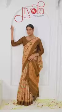 Peach Silk Viscose Jacquard Zari Saree Timeless Traditional Elegance