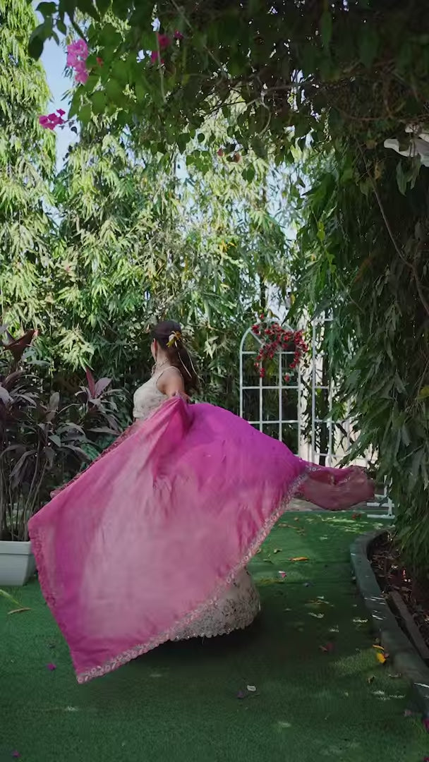 Designer lehenga choli in rani pink