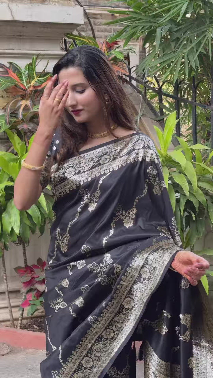 Banarasi Silk Saree Jacquard Wevon Work | Designer Jari Traditional and Wedding
