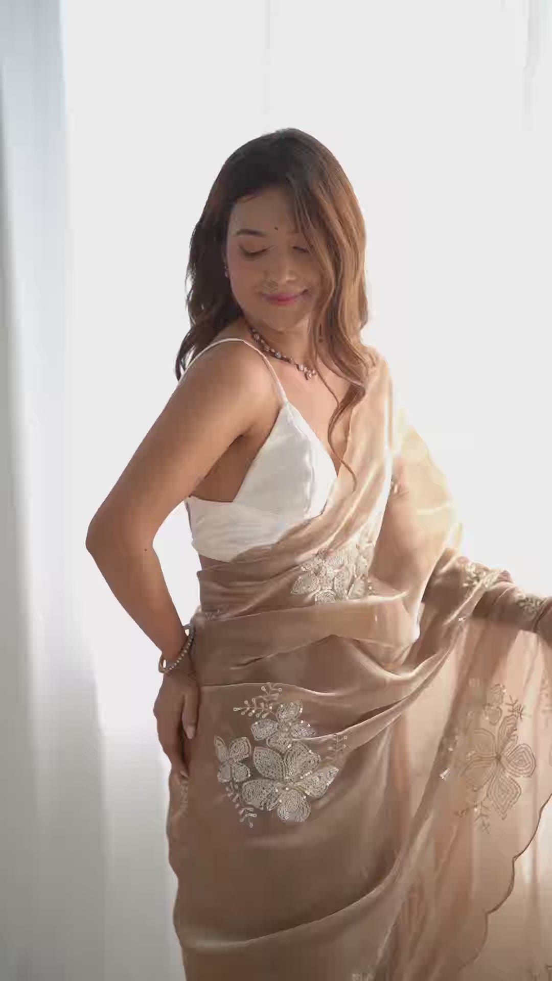 Elegant Jimmy-Choo Fabric Saree | Designer Sequence Embroidery for Weddings