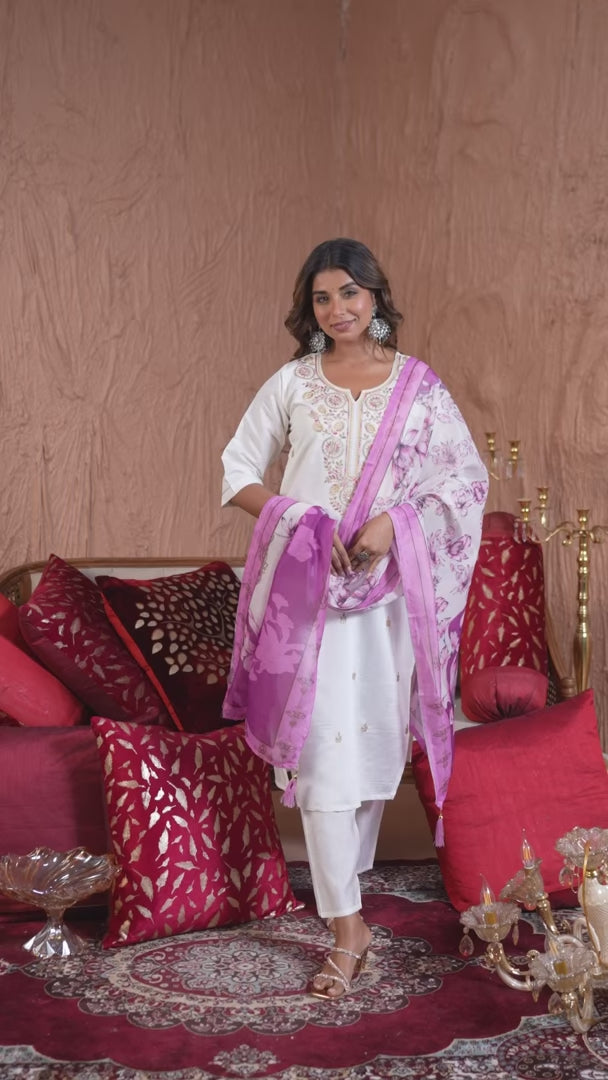 stylish Viscose Chanderi Suit Set for Festive & Wedding Wear