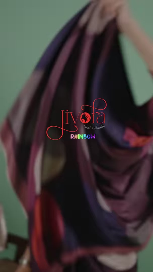 Look Chic in This Purple Digital Print Saree – Soft Crepe Elegance