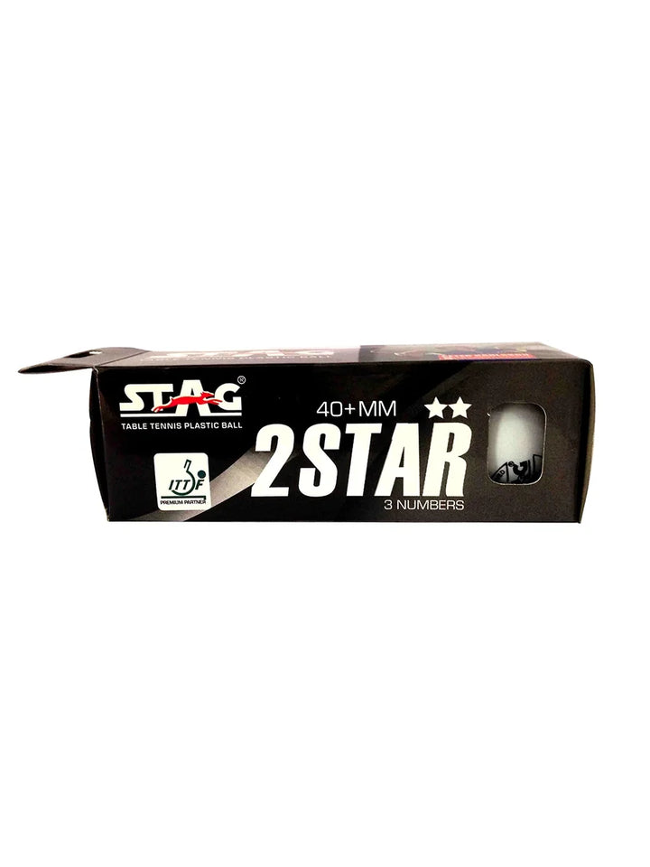 STAG Two Star Plastic Table Tennis Ball, 40mm Pack of 6, White