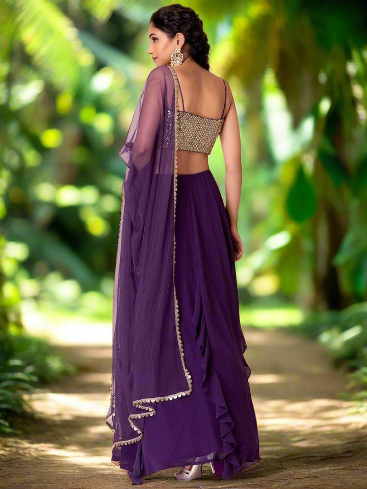 Purple Sequin Lehenga Choli Set | Customizable for Weddings & Parties