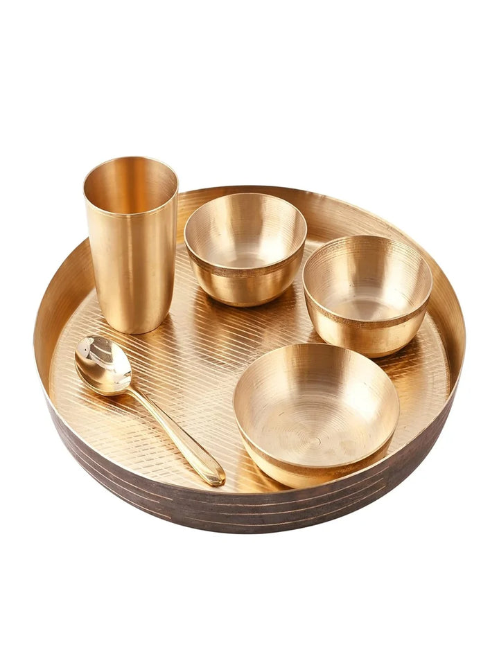 Traditional Kansa Dinner Set 6 Pcs | Pure Bronze Thali Set for Healthy Dining