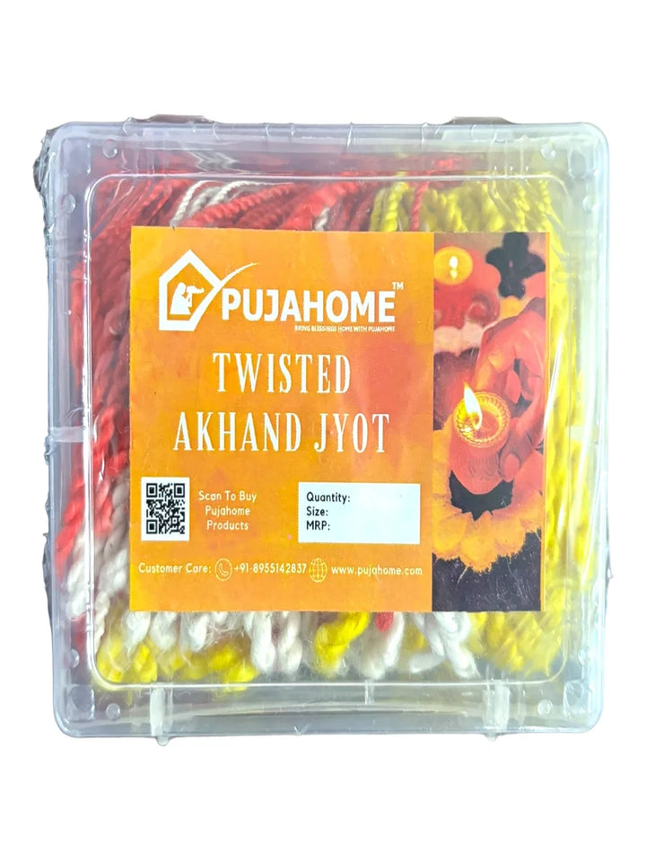 Twisted Akhand Jyot Cotton Color Short Wick ( 300+ Pieces), Multi Colour