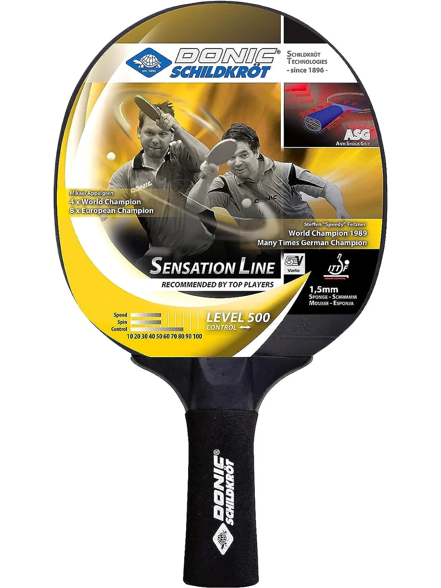 DONIC Sensation Line 500 All-Rounder Table Tennis Bat with Anti Shock Grip: Enhanced Comfort and Control for All Levels