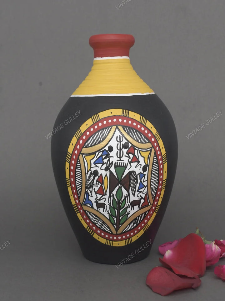 Handmade Clay Pots | Ethnic Decor with Warli Art for Unique Displays
