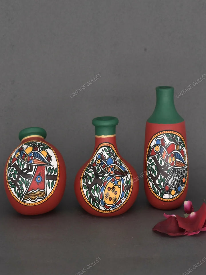 Handmade Terracotta Pots | Unique Miniature Decor with Warli Art