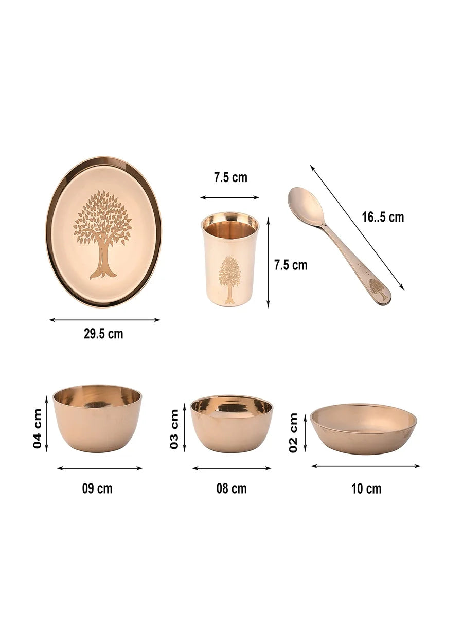 Kansa Dinner Set | Handmade 6 Pcs Ayurvedic Bronze Tableware