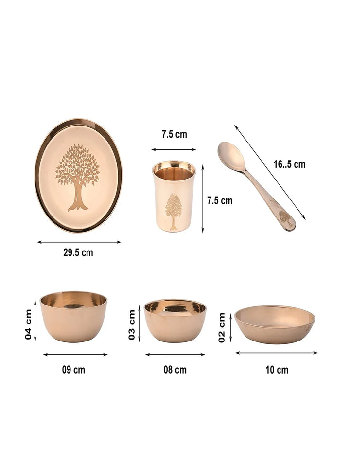 Kansa Dinner Set | Handmade 6 Pcs Ayurvedic Bronze Tableware