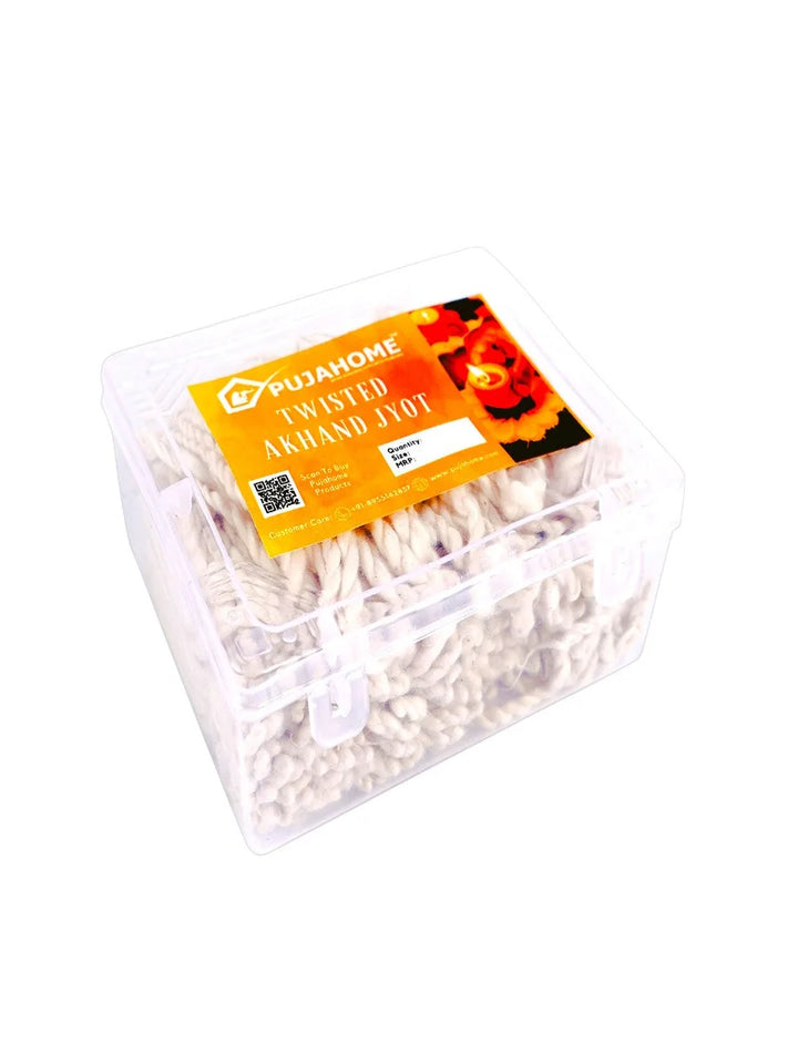 Twisted White Akhand Jyot Cotton Short Wick (300+ Pieces)