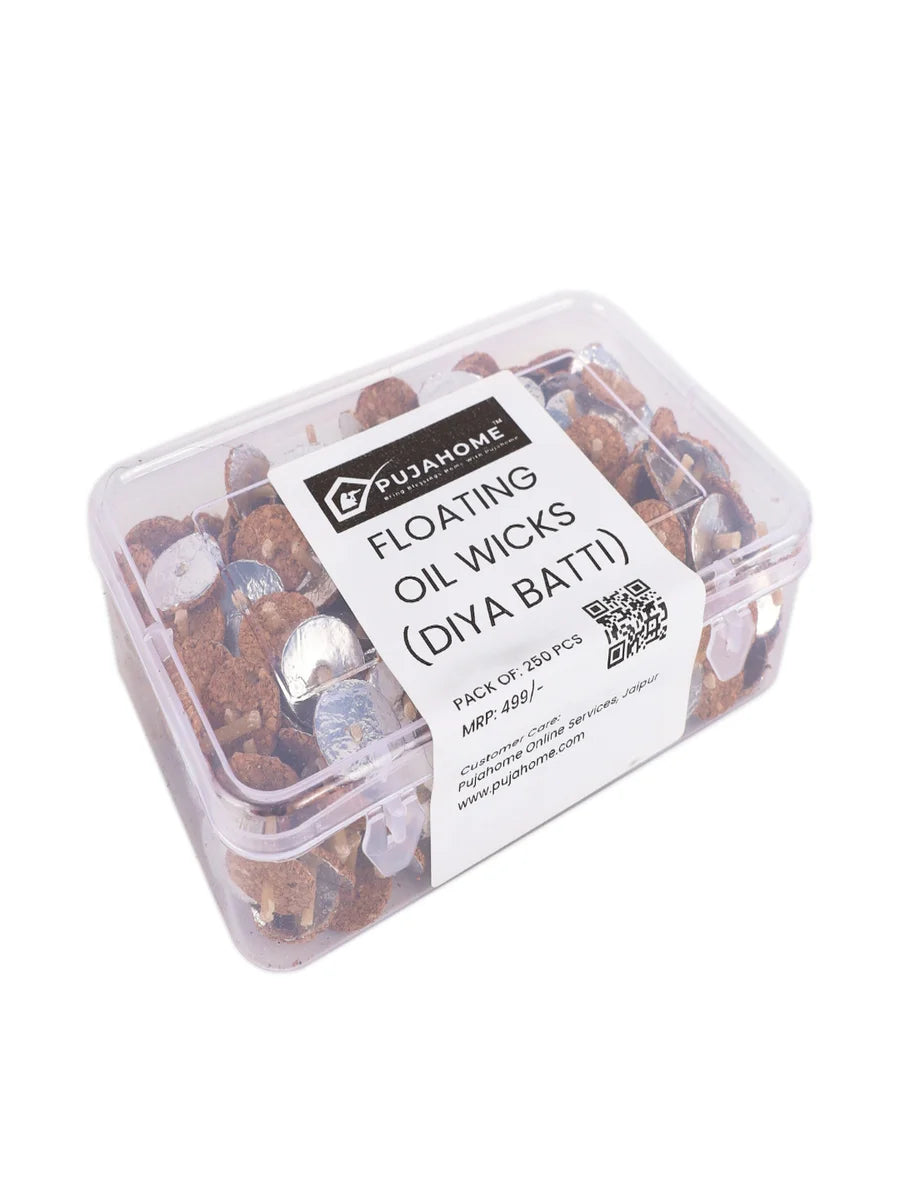Eco-Friendly Cork-Based Floating Oil Wicks Diya Bati Parsi Vat Pack of (250 Wicks)
