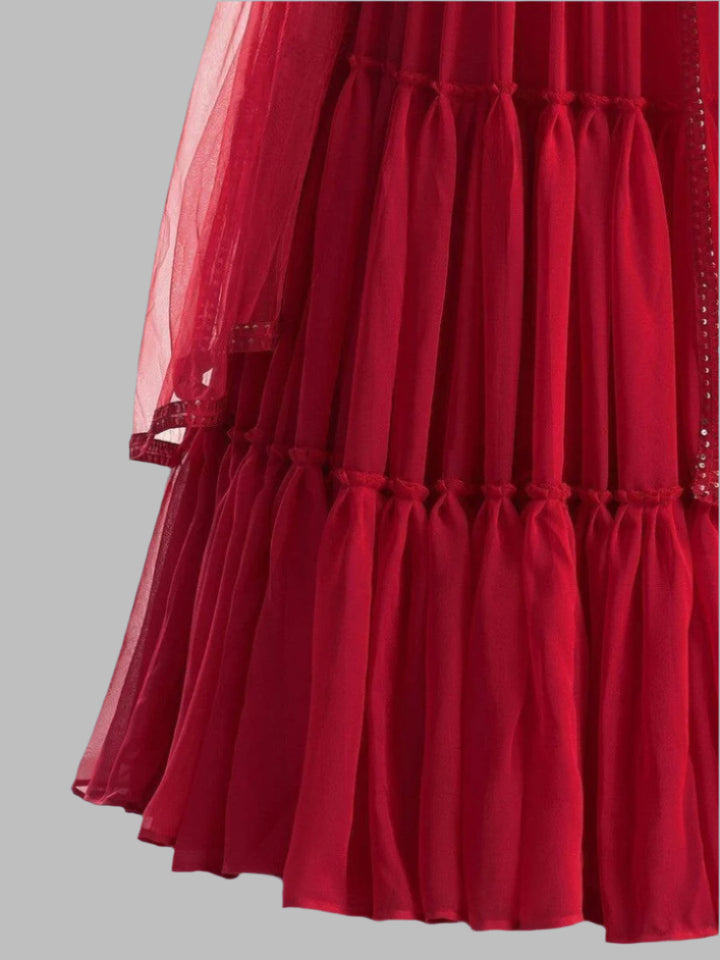 Captivating Red Georgette Lehenga Choli | Sequin & Embroidery Work