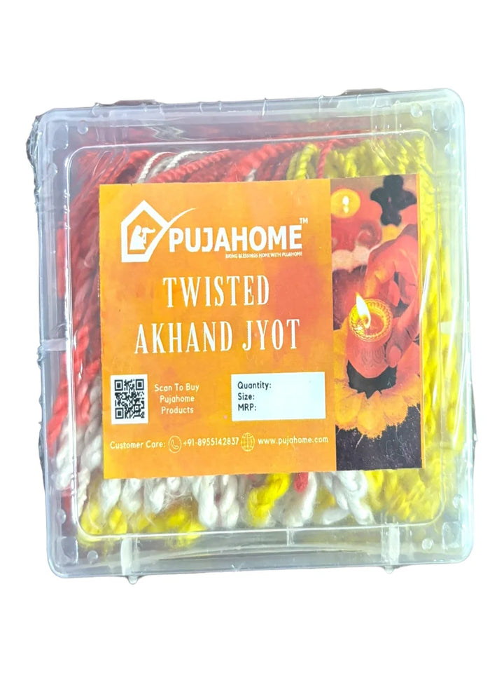 Twisted Akhand Jyot Cotton Color Short Wick ( 300+ Pieces), Multi Colour