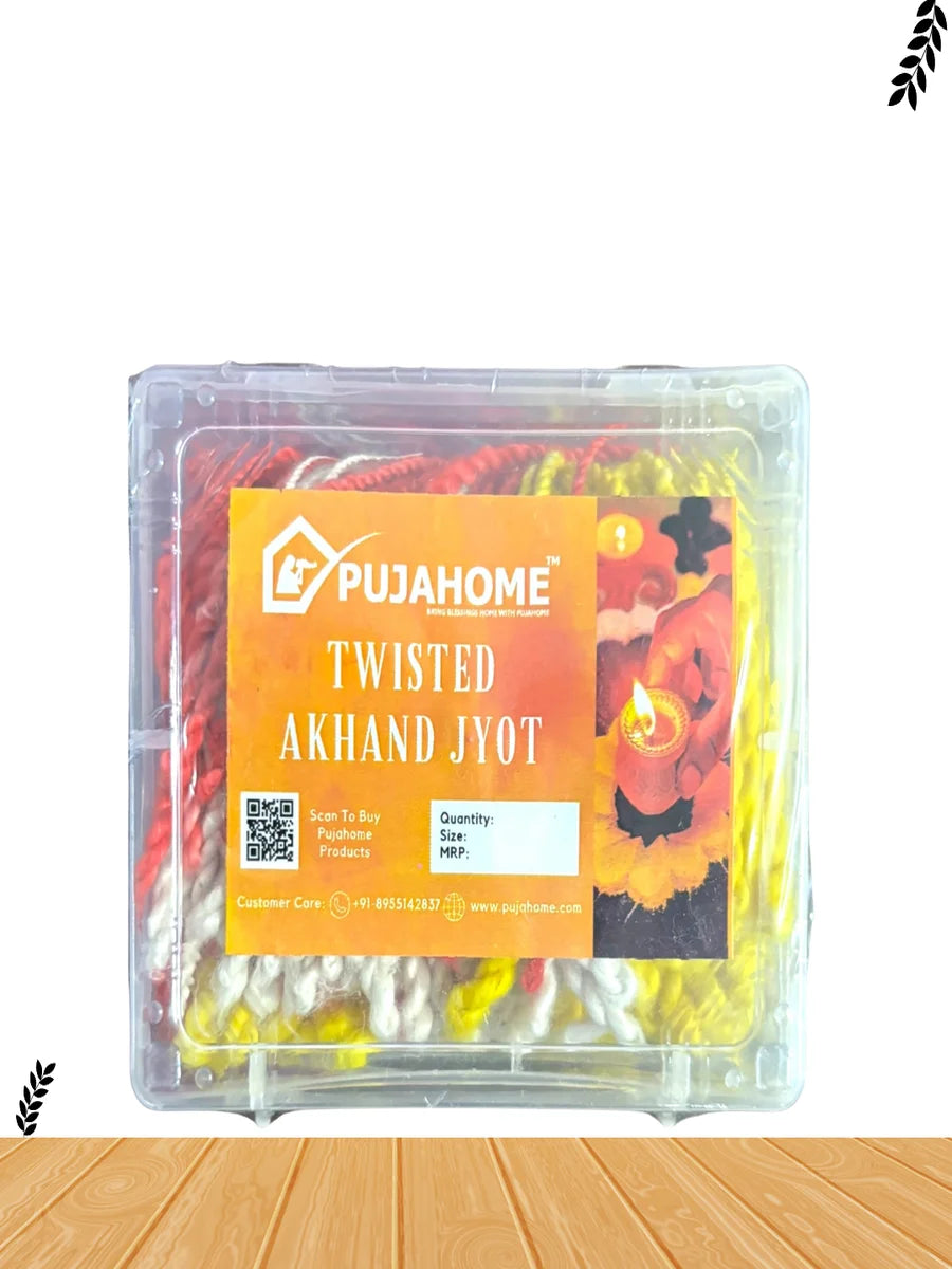 Twisted Akhand Jyot Cotton Color Short Wick ( 300+ Pieces), Multi Colour