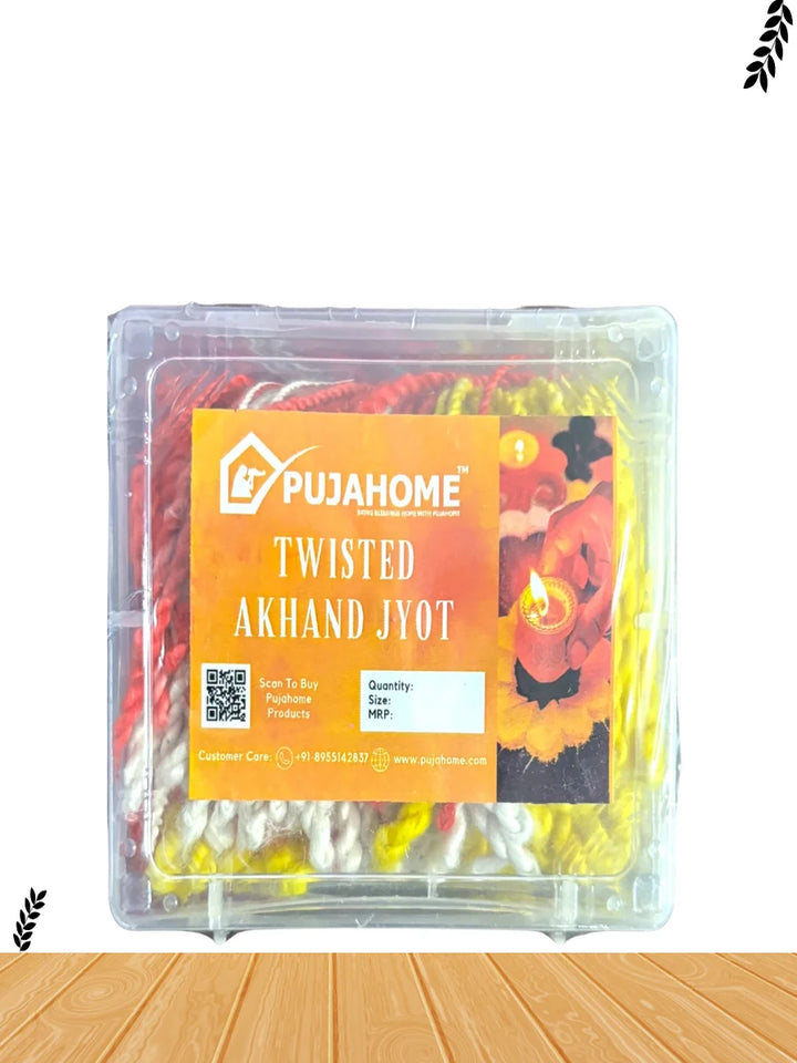 Twisted Akhand Jyot Cotton Color Short Wick ( 300+ Pieces), Multi Colour