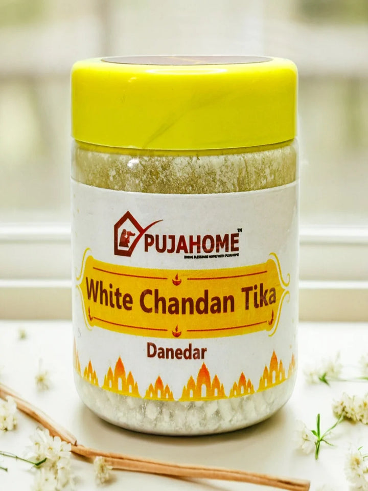 Premium White Chandan Tika Danedar 100 Gram Box