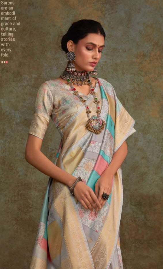 Soft Silk Saree with Floral Digital Print | Traditional Indian Sari for Weddings
