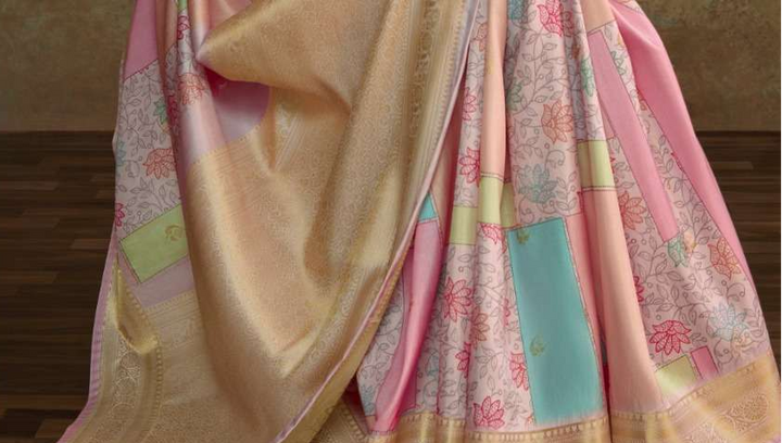 Soft Silk Saree with Floral Digital Print | Traditional Indian Sari for Weddings