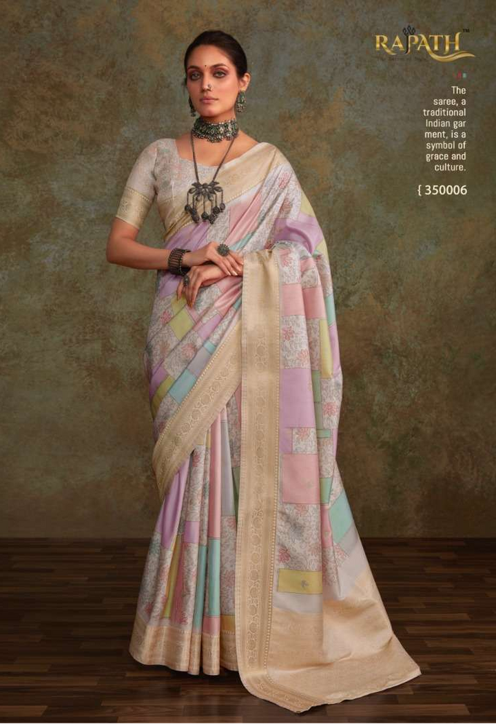 Soft Silk Saree with Floral Digital Print | Traditional Indian Sari for Weddings