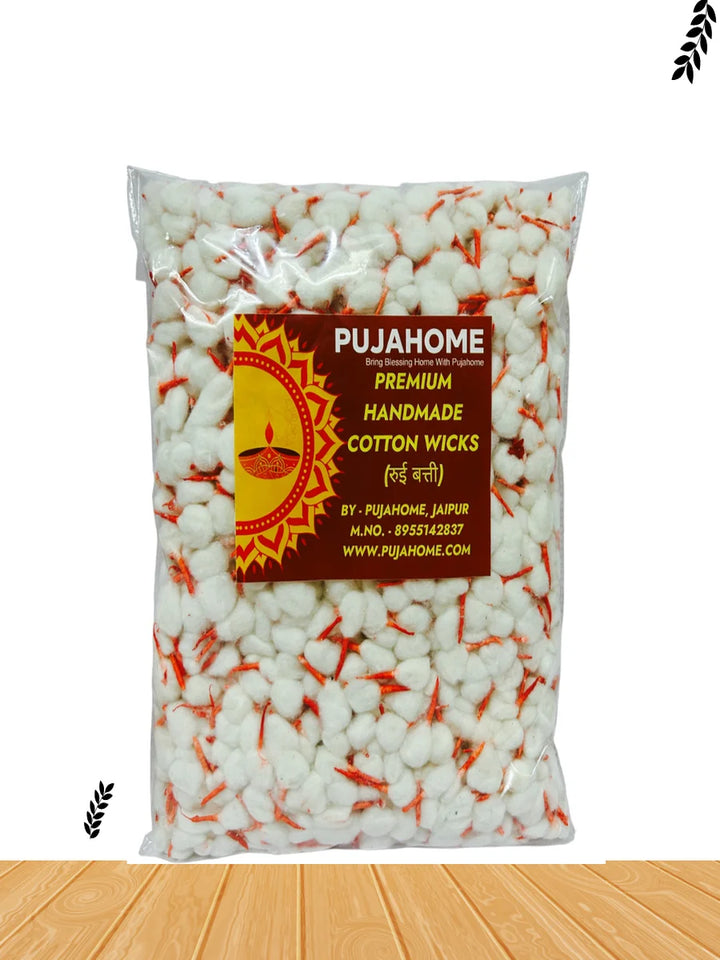 Round Cotton Wicks/Diya Batti With Kesar Tip Pack of 500