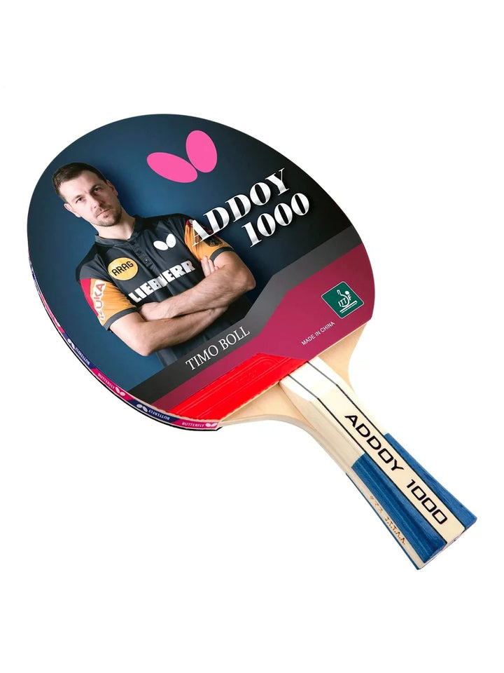 Butterfly Addoy 1000 Shakehand Ping Pong Paddle: Beginner-Friendly Table Tennis Bat with Maximum Control and Spin