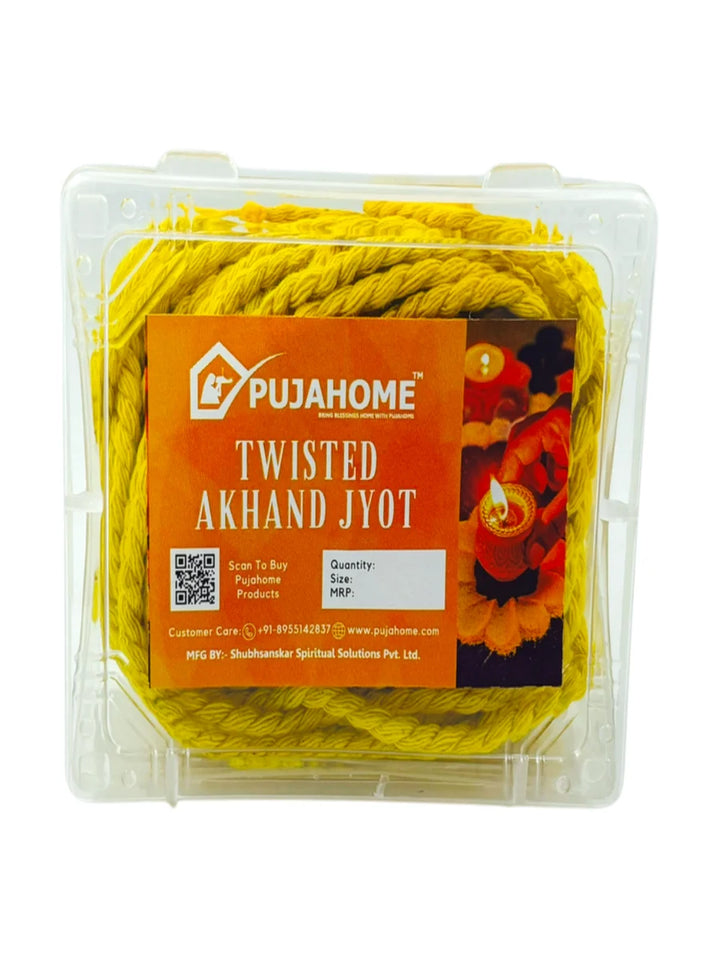 Long Twisted Akhand Jyot Cotton Wicks Batti | Cotton (Yellow)