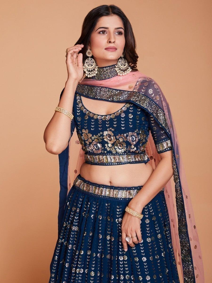Stylish Navy Blue Lehenga Choli | Wedding & Engagement Wear