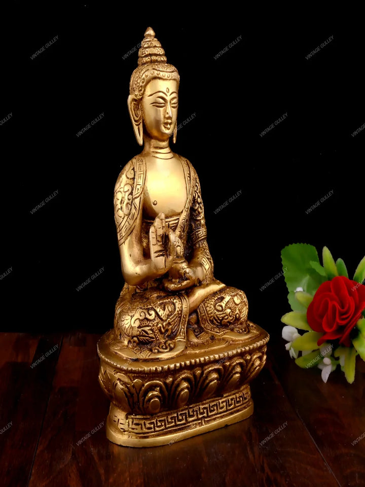 Brass Lord Buddha Murtis | Abhaya Mudra Figurine for Peaceful Decor