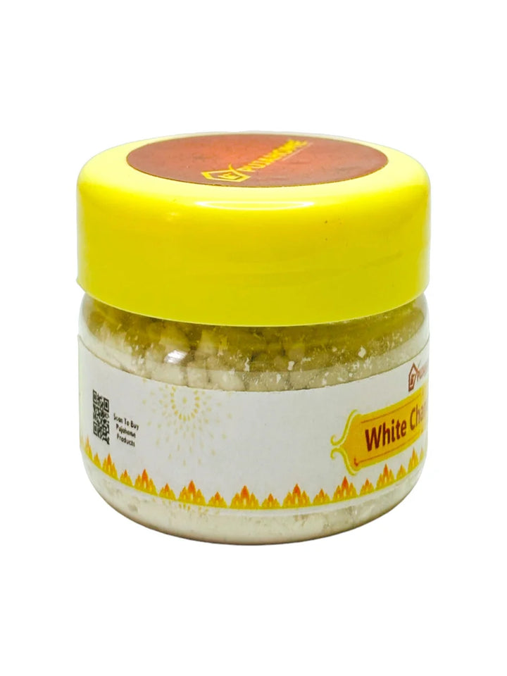 Premium White Chandan Tika Danedar 50 Gram Box