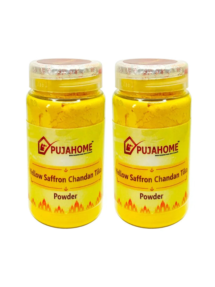 Premium Yellow Saffron Chandan Tika Powder 100 Gram Box