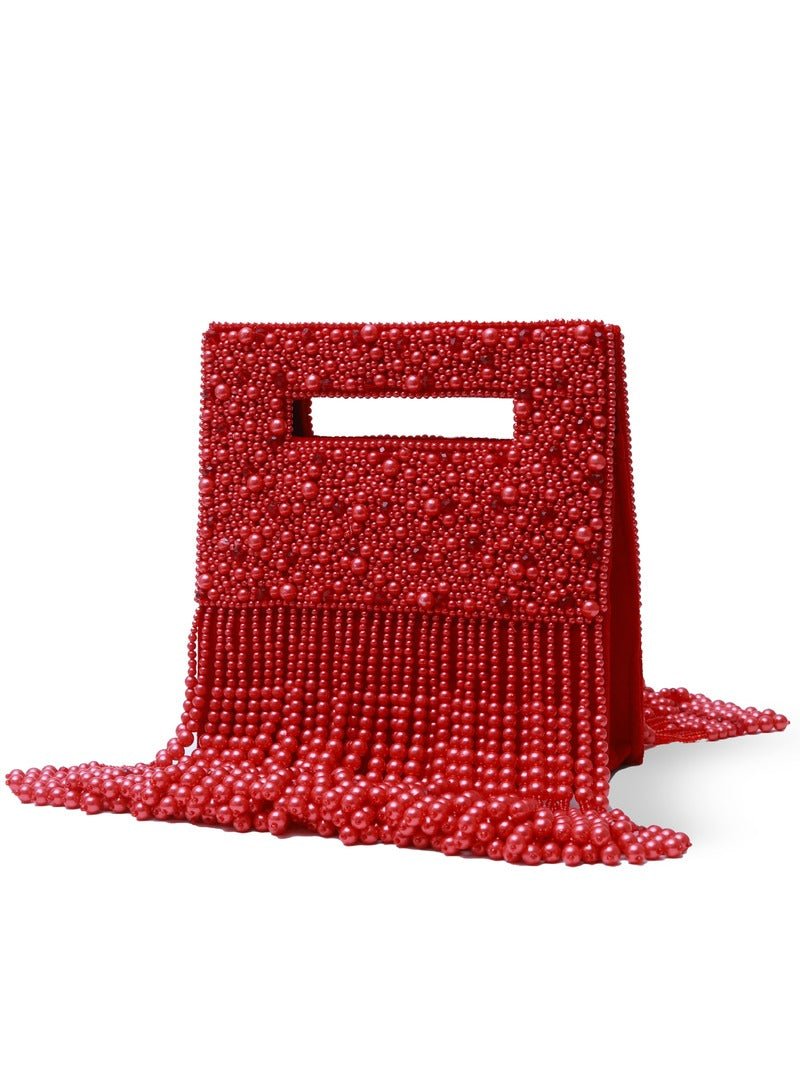 Ruby Embellished Potli Bag | Elegant Flapover Design & Detachable Strap - Ruby_Red