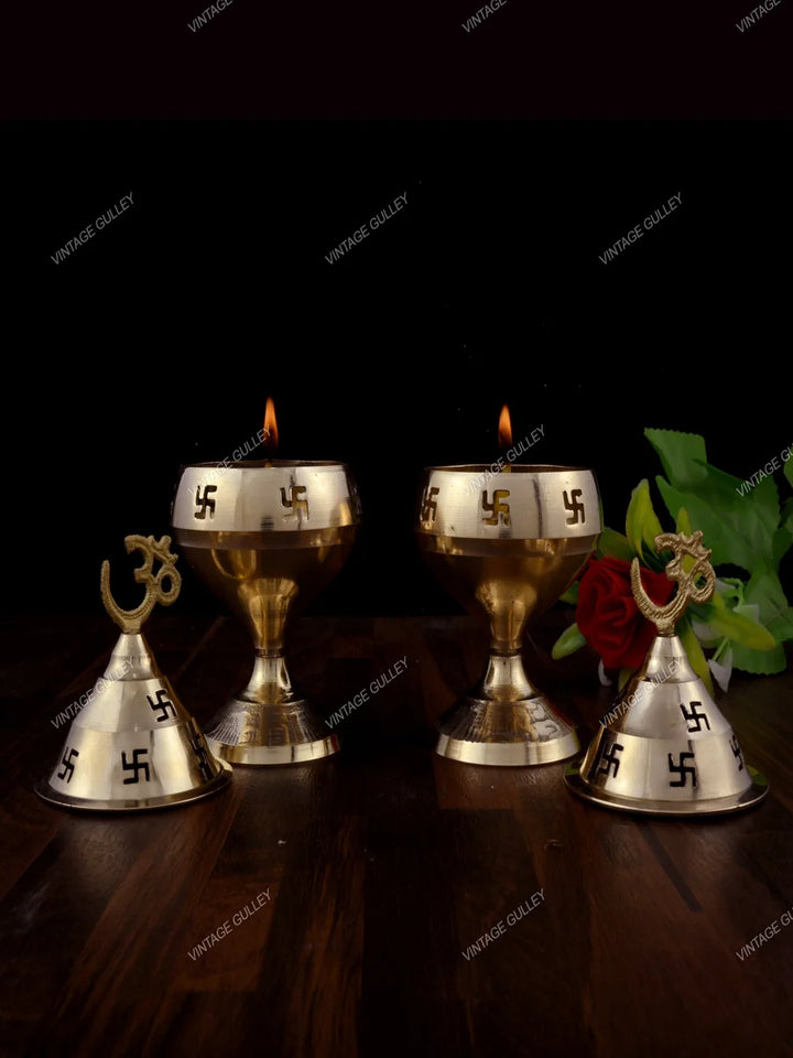 Brass Akhand Diya | Decorative Oil Lamp for Home & Temple Usage