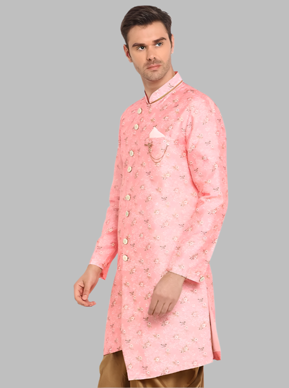 Pink Semi Indo Western Set for Men | Perfect for Weddings and Events