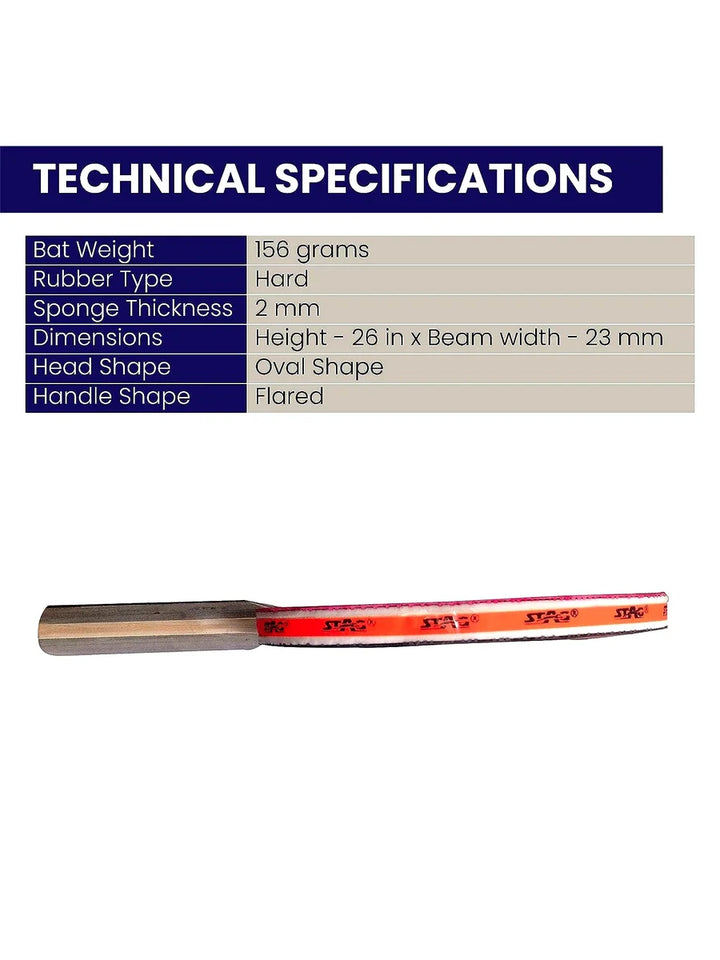 STAG Beginner ITTF Approved Rubber Tournament Table Tennis Bat