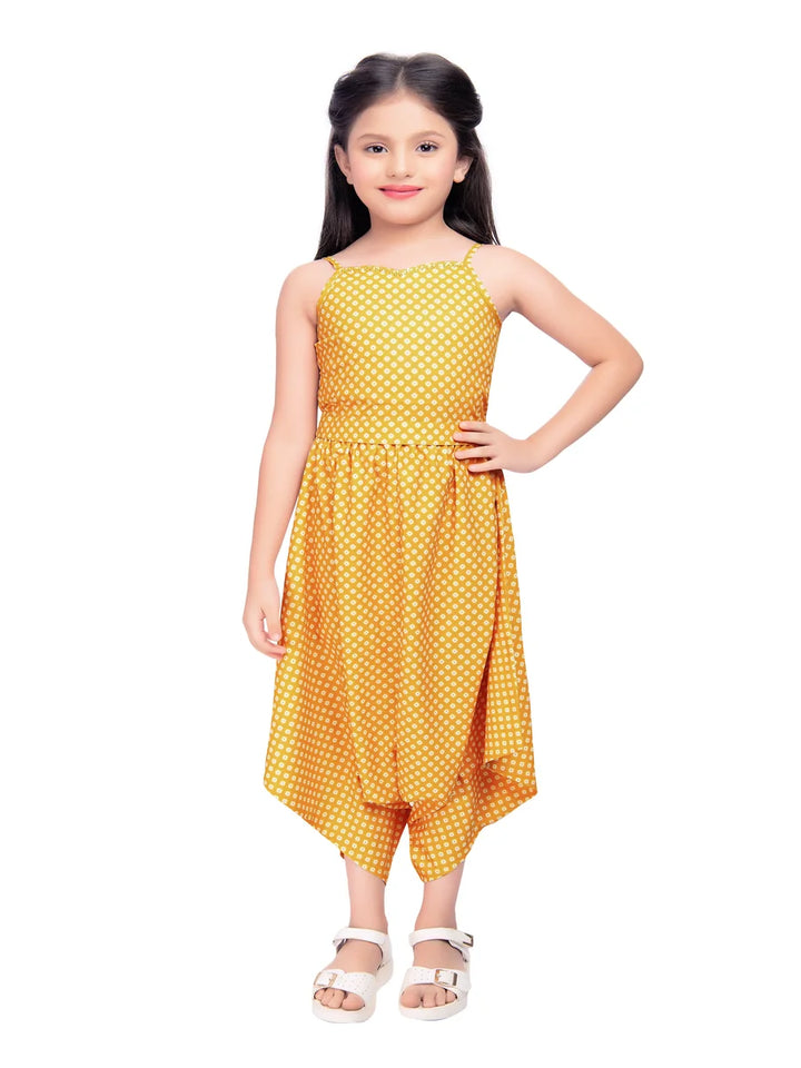 Mustard Kids Western Pant Set | Satin Fabric  Stylish Party Wear