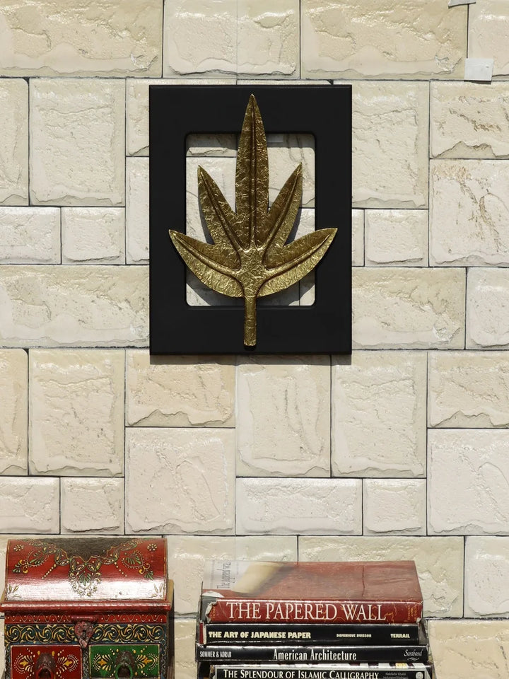 Brass Leaf Motif Wall Decor | Elegant 12"x12" Home Accent Piece