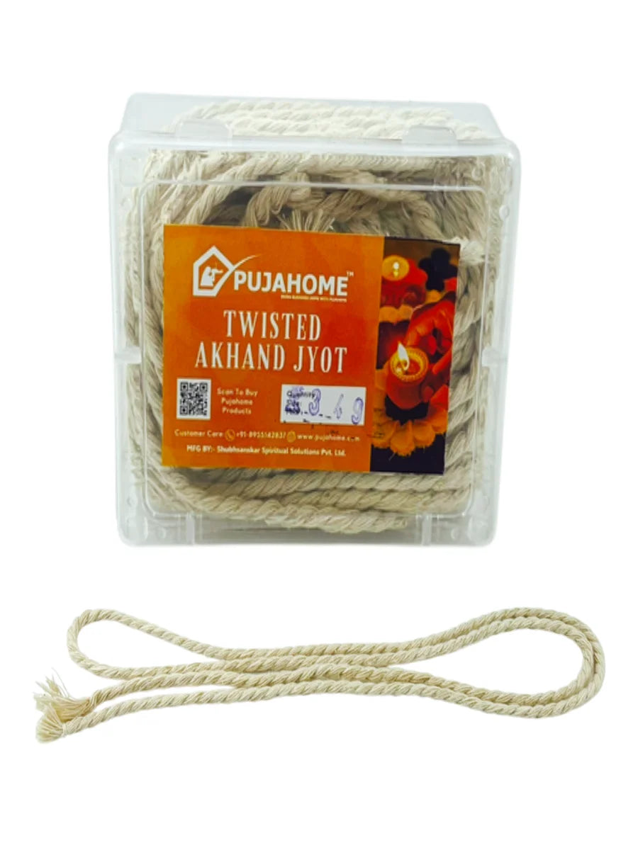 Twisted Akhand Jyot Batti, Special Long Akhand Jyot Cotton Wicks(White)